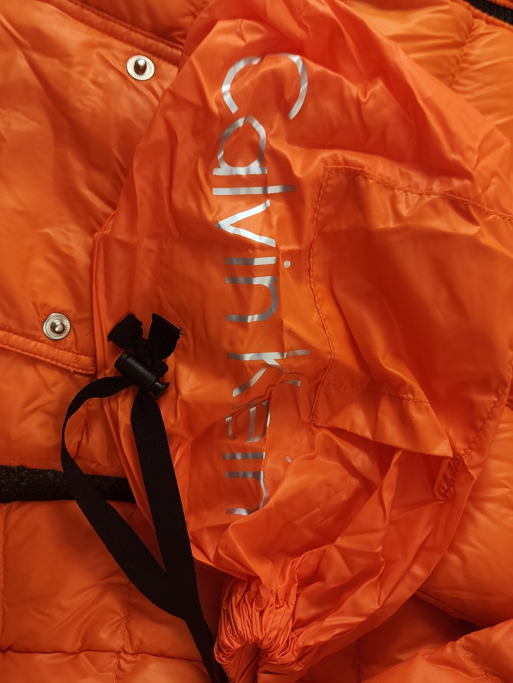 Calvin Klein Women Orange Lightweight Packable Puffer Jacket Size Large - Picture 6 of 9
